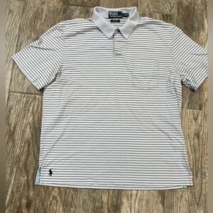 Ralph Lauren Navy, White  and Light blue Striped Polo Shirt